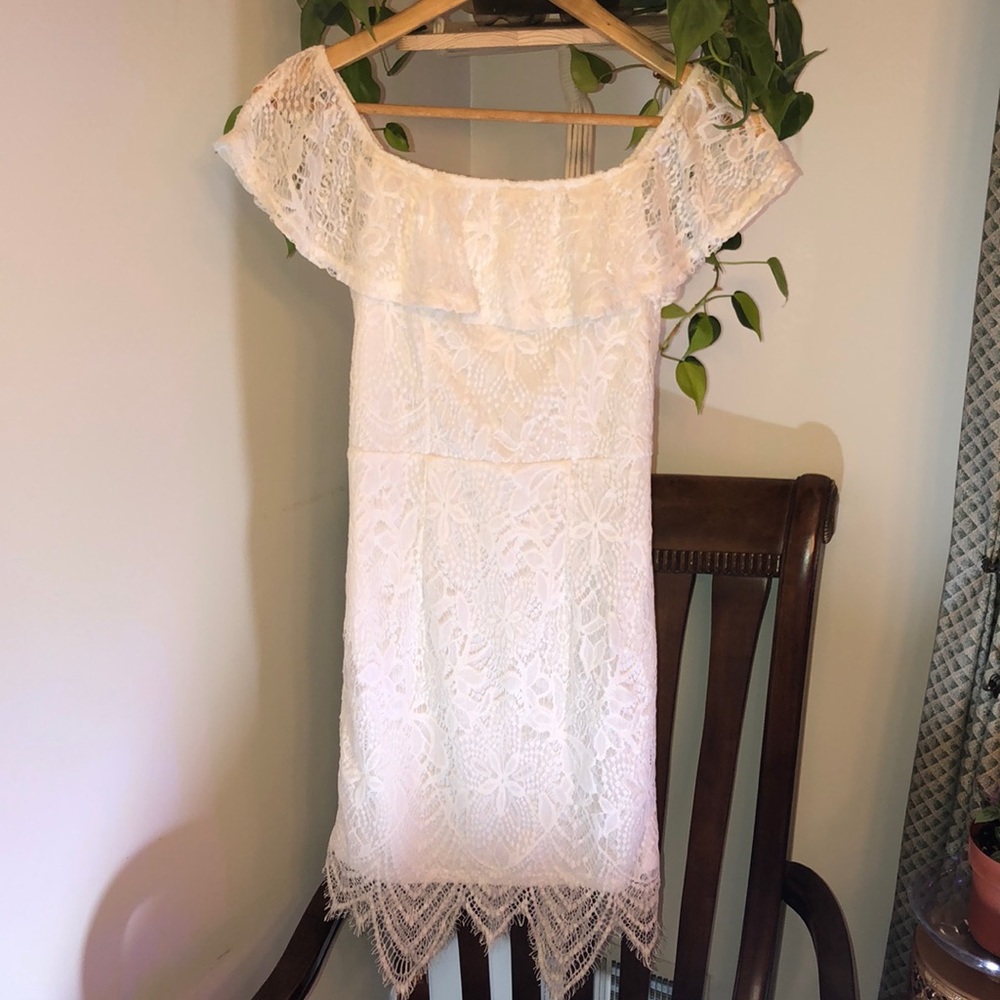 Charlotte Russe White Off Shoulder Lace Dress